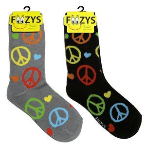 Peace Sign Love Friendship Harmony Freedom Rainbow Socks Foozys Women's 2 Pairs